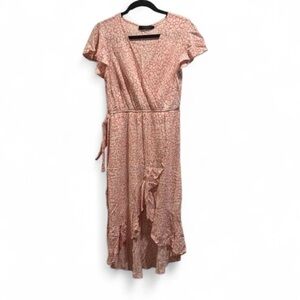 Elegant Pink Floral High Low Dress